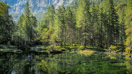 Obraz premium Salzkammergut is an Austrian region of lakes and Alpine ranges near Salzburg.