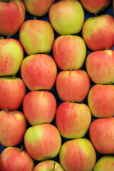 ripe apples display for sale on a farmers market