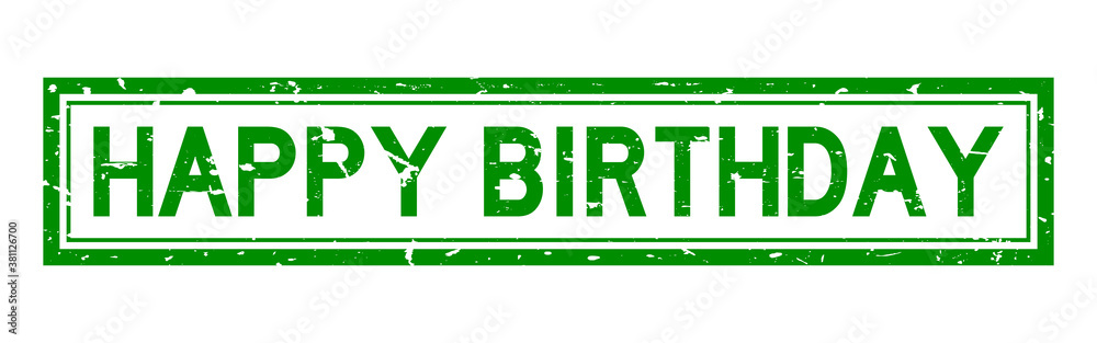 Canvas Prints Grunge green happy birthday word square rubber seal stamp on white background