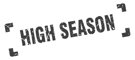 high season stamp. square grunge sign isolated on white background