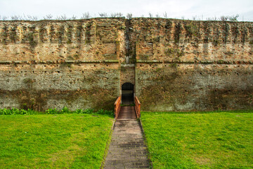 Walls of the 15th century 'Rocca Brancaleone' fortress built by the Venetians with the purpose of...