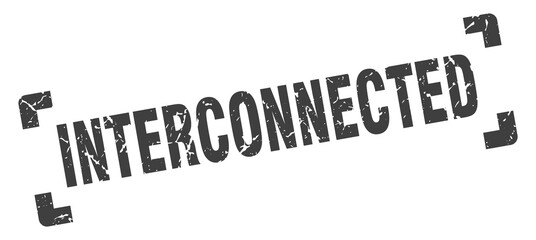 interconnected stamp. square grunge sign isolated on white background