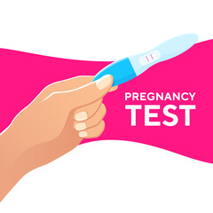 pregnancy test hold hand vector illustration 