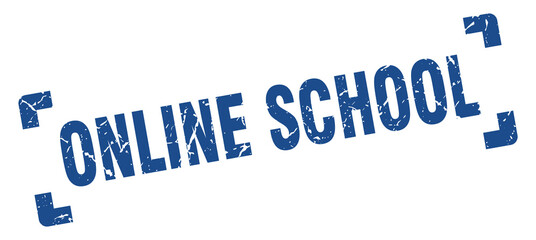 online school stamp. square grunge sign isolated on white background