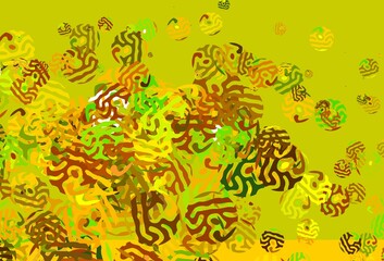 Fototapeta na wymiar Light Green, Yellow vector template with chaotic shapes.