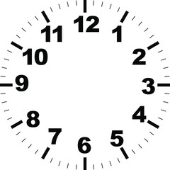 Clock face. Blank hour dial. Dots mark minutes and hours. Simple flat vector illustration.