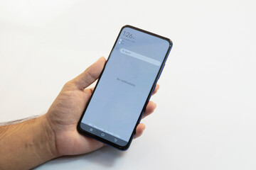 hand holding smartphone