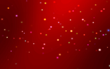 Christmas colorful starry on red black gradient background.