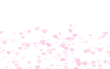 Valentine day pink hearts on white background.