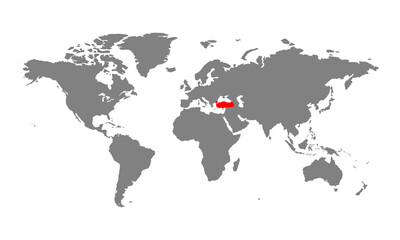 Fototapeta na wymiar Turkey map. Isolated world map. Isolated on white background. Vector illustration.