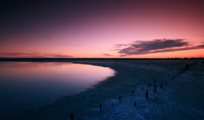 sunset on the sea or lake