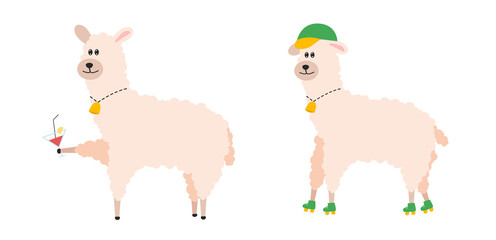 Illustration of an animal alpaca. Alpaca character