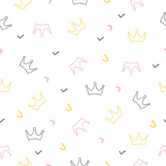 Seamless pattern crowns white background. Vector luxury illustration. 
