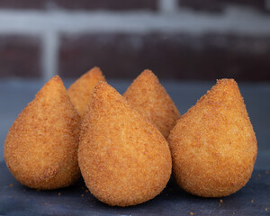 Coxinhas Brazilian finger food, party snack, fried chicken meal