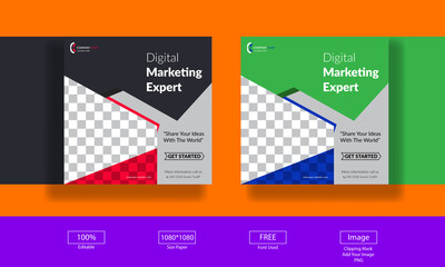 Digital Marketing Social Media Post Template, Digital marketing agency, Square Flyer Template, Editable web Banner Post Template