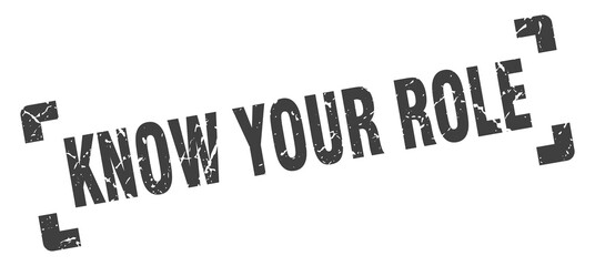 know your role stamp. square grunge sign isolated on white background