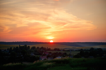 The morning sun and the orange sky