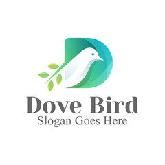 letter D dove bird logo design for beauty, cosmetics, salon, identity