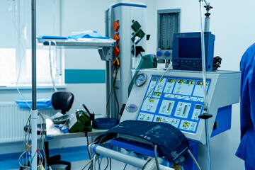 Pulse and pressure measurement equipment. Operating room in hospital. Hi tech facilities in hospital. - obrazy, fototapety, plakaty