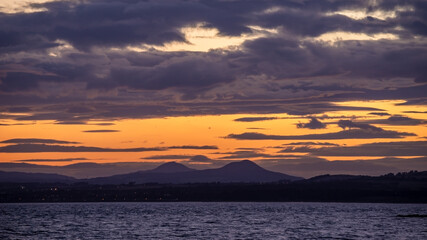 Sunset over the Paps of Fife (the Lomond Hills)