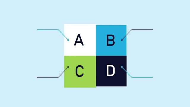 statistics infographic data animation with square and letters