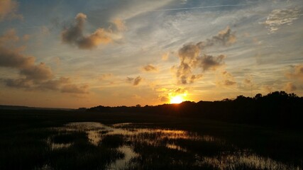 sunset over the marsh