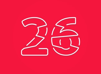 26 number. Modern trendy, creative style design. For logo, brand label, design elements, corporate identity, application etc. İsolated vector illustration