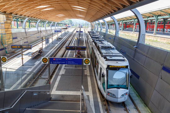 RegioTram Kassel tram train public transport main station in Germany