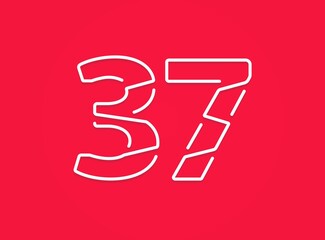 37 number. Modern trendy, creative style design. For logo, brand label, design elements, corporate identity, application etc. İsolated vector illustration