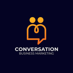 line art people chat, conversation modern logo