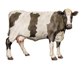 vache laitière, portugaise,  , drapeau, ferme, animal, blanc, bétail, gazon, mollet, champ, noir, lait, agriculture, exploitation laitière, prairie, isolé, vert, alpage, debout, mammifère, boeuf, taur