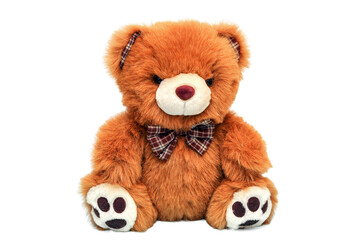 Teddy brown bear isolated. Stuffed toy for kids, valentine's day gift.