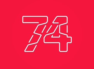 74 number. Modern trendy, creative style design. For logo, brand label, design elements, corporate identity, application etc. İsolated vector illustration