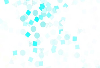 Light Blue, Green vector template with crystals, circles, squares.