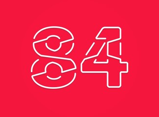 84 number. Modern trendy, creative style design. For logo, brand label, design elements, corporate identity, application etc. İsolated vector illustration