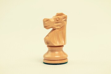 white chess horse on white background