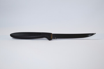 Metal knife with white background