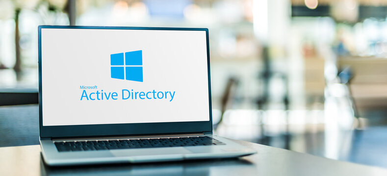 Laptop computer displaying logo of Active Directory