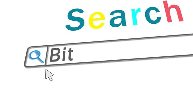 "Bitcoin" Typing into Search Engine on Computer Screen. Internet Search Engine Screen Close-Up