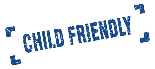 child friendly stamp. square grunge sign isolated on white background