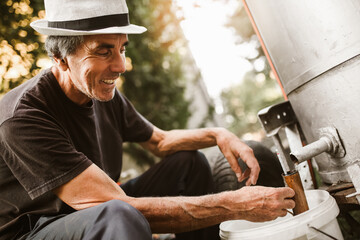 Traditional homemade distillery for making brandy