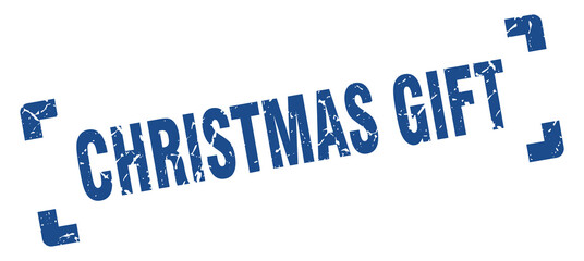 christmas gift stamp. square grunge sign isolated on white background