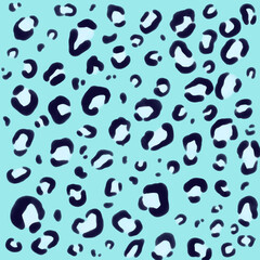 Blue Leopard Print Pattern Watercolor Background