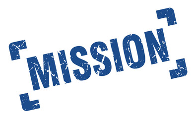 mission stamp. square grunge sign isolated on white background