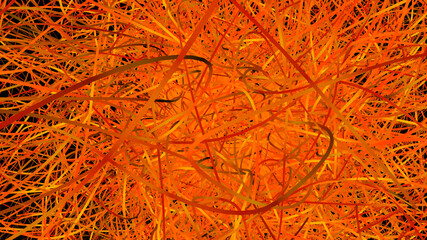 Chaotic fire tentacles in motion. Abstract Scarecrow animated on a black background.