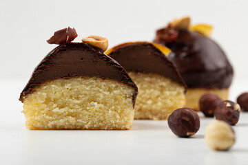 Financier - biscuit cake with chocolate cream	
