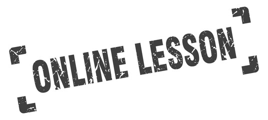 online lesson stamp. square grunge sign isolated on white background
