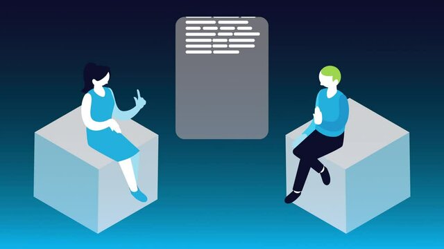 statistics infographic data animation with couple seated