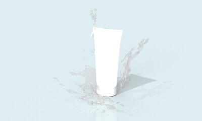 White Cleansing Foam Tube on Blue Background