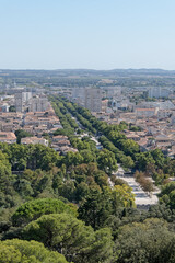 Fototapeta na wymiar Panorama avenue Jean-Jaurès à Nîmes vue de la tour Magne - Gard - France.